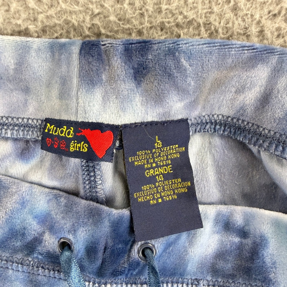 Mudd Velour Lounge Set Kids 14‎ Blue Tie Dye Vintage Y2K Wide Leg Drawstring - Picture 11 of 15